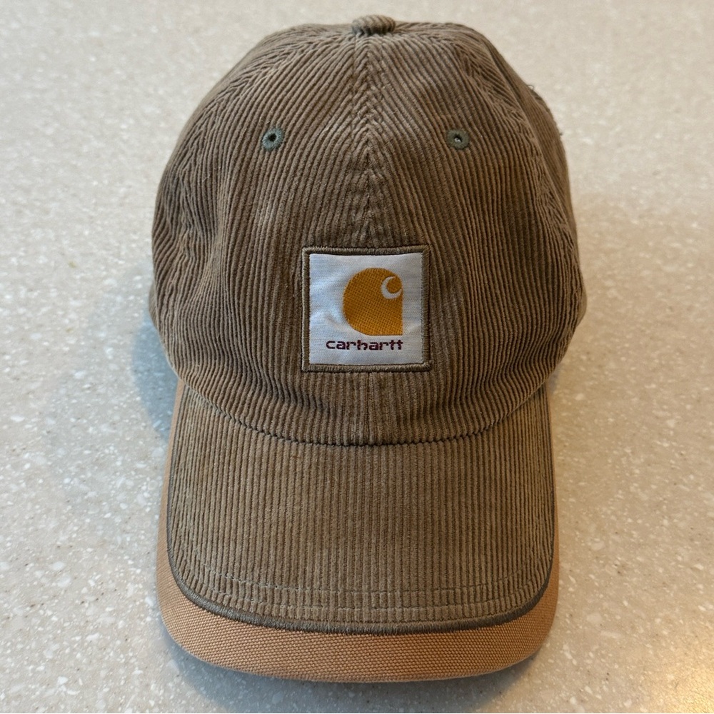 Carhartt Brown & Olive Green Corduroy Cap Vintage 2005 100% Cotton One Size
